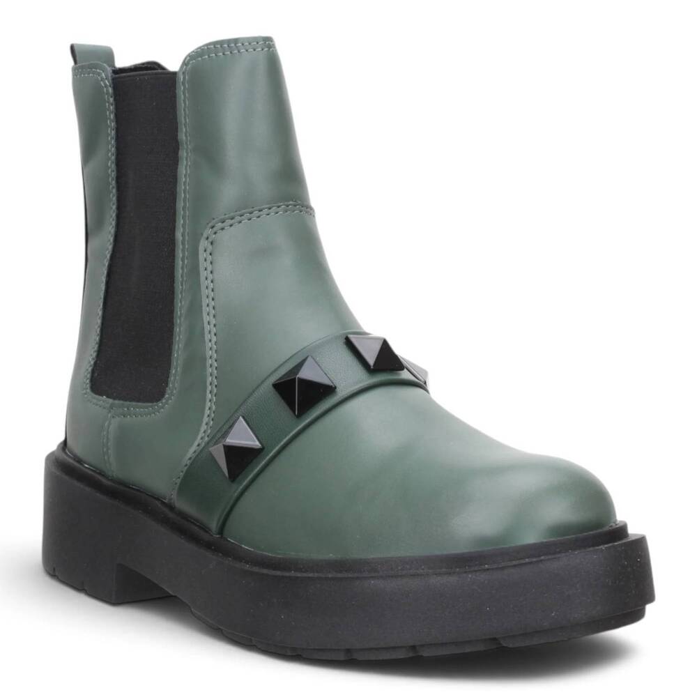 NEW OFFLINE women's studded bootie in green gray